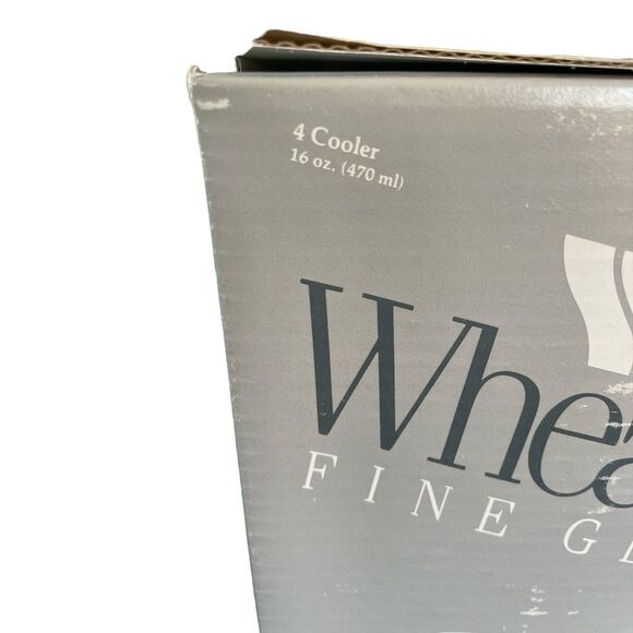 Vintage Wheaton Fine Satin Glasses Rainbow Stripe Pride 16 oz Cooler NOS - Picture 5 of 5